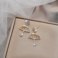 cute crystal studs earrings sweet lovely hollow umbrella charms earrings accessories for women girls ear rhinestones jewelry