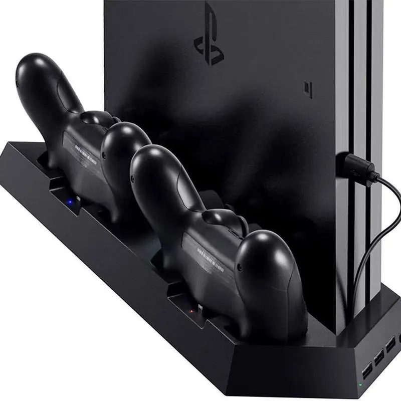 Вертикальная подставка для Ps4 Pro + зарядная станция 2 контроллеров охлаждающий