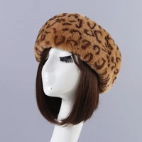 luxury women faux fur leopard russian hat solid fur hat hunter hat warm winter leopard fur bomber hat earflaps ear protect