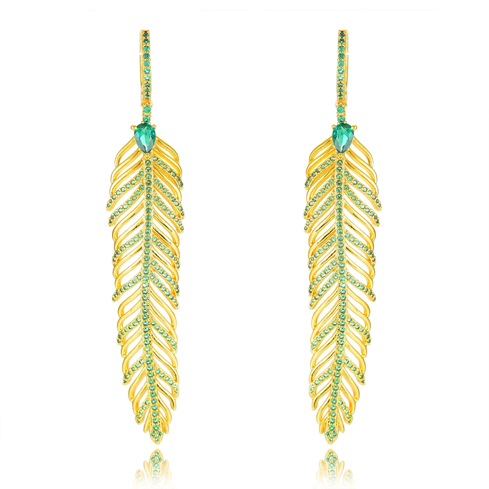 

GODKI Jimbora 12 Colors Leaf Hollow Pendant Trendy Earrings for Bridal Wedding Womon Girl Daily Jewelry Popular Attractive