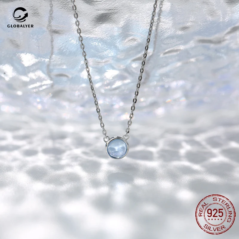 

Ожерелье из серебра S925 пробы с кулоном в виде сердца океана, Женская цепочка на ключицах, Корейская версия, простая, Студенческая, в лесу, кру...