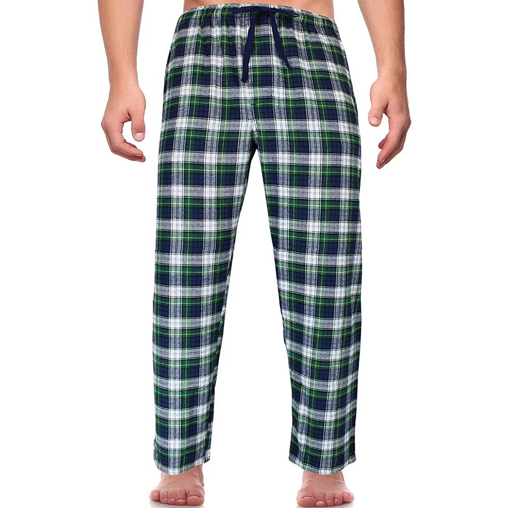 Size M-2XL Casual Loose Pants Trousers Men's Loose Sleep Bottoms Plaid Flannel Lounge/Pajama Pants plus size pajama pants