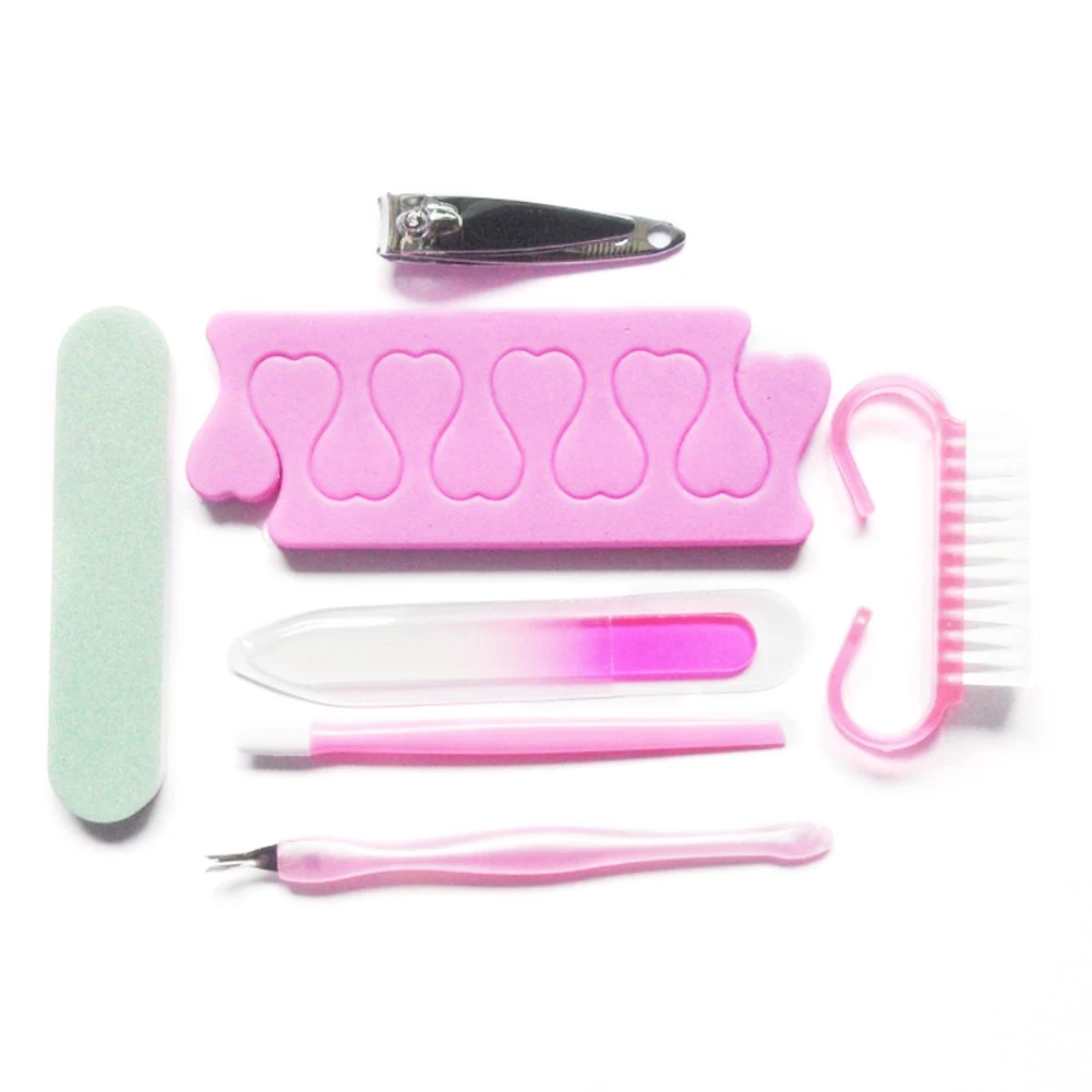 

7pcs Nail Clippers Set Manicure Cutters Strip Multi Purpose Glass Nail File Cuticle Nipper Nail Scissors Pedicure Cleaner Tool
