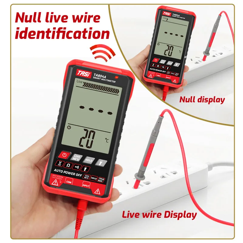 

TASI TA804AB DIGITAL MULTIMETER Professional Auto Tester Multimeter HD Color Screen Ultrathin Intelligent OHM NCV Voltage Meter