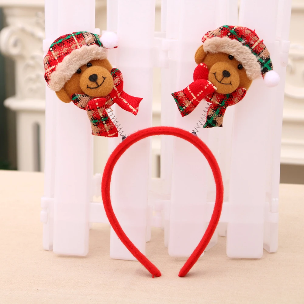 Flannel bear 1 шт. Милая Рождественская тематическая повязка на голову Санта-Клаус, снеговик, олень, перчатка в форме медведя, Нетканая детская застежка на голову, рождественский подарок, украшение для дома - Цвет: Flannel bear