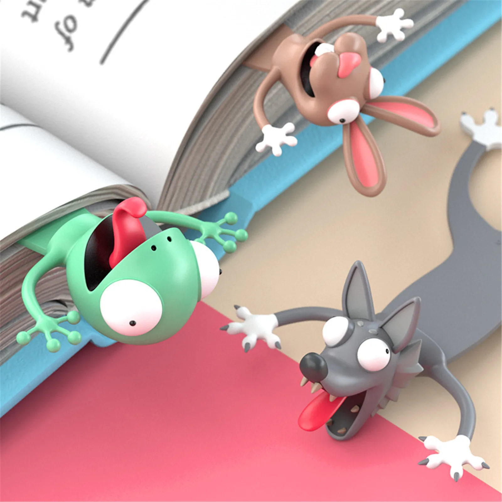 

4PCS 3D Stereo Kawaii Cartoon Lovely Animal Bookmark Wacky Bookmark Student Gifts Holiday Party Decoration Accessories FN50