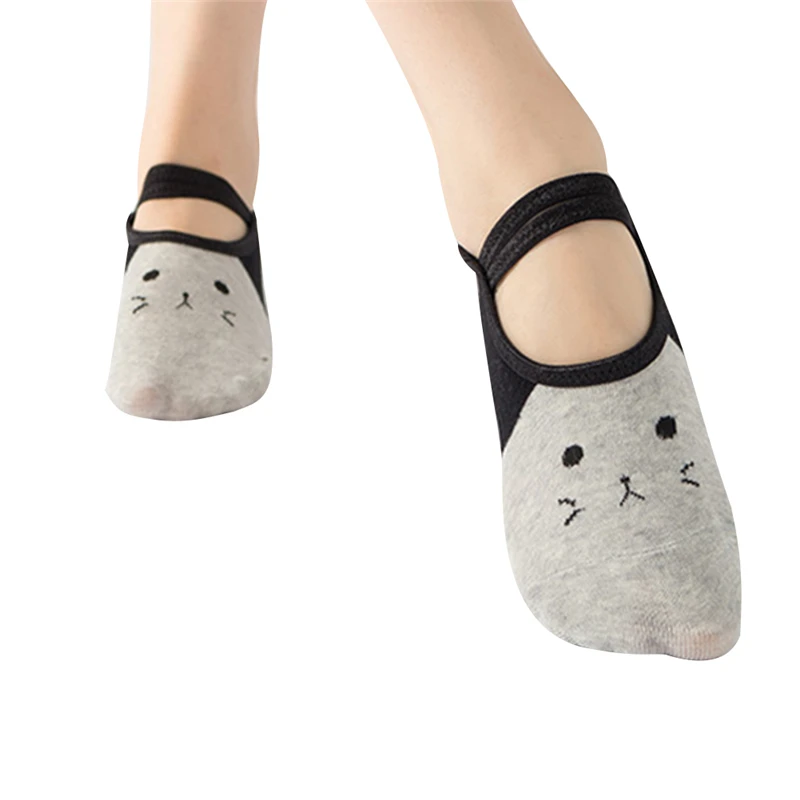 Невидимые носки с мультяшным котом Нескользящие женские лодочные резиновыми