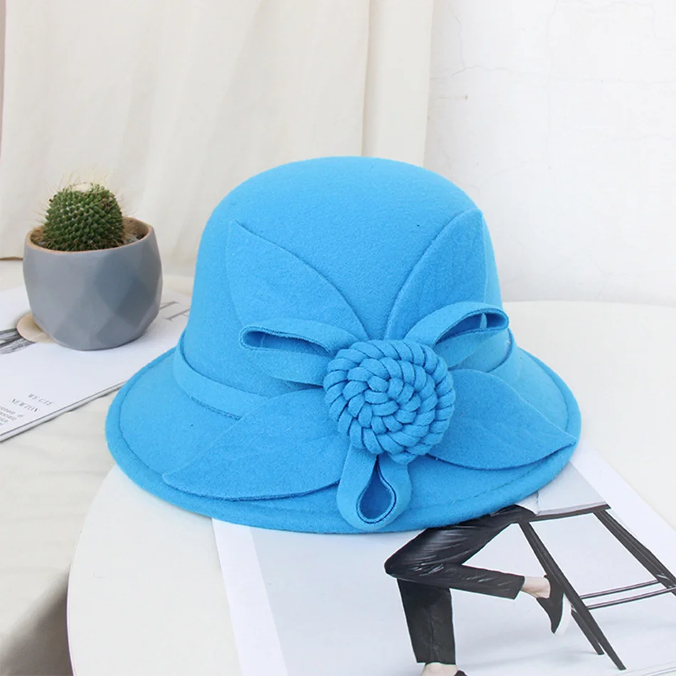 FS широкий полями шерсть фетр Клош Дерби котелок шляпа осень зима элегантный