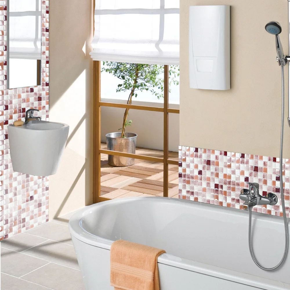 

Mosaic Tile Stickers for Bathroom Kitchen Home Improvement Decorative Vinyl Waterproof PVC 3D Wall Stickers Luxury Room Decor