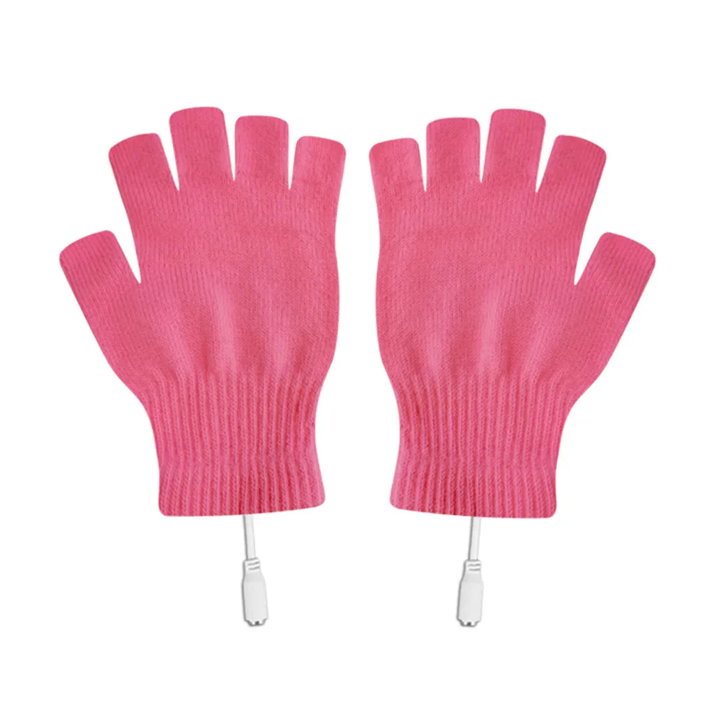 Женские перчатки для ноутбука с подогревом и Usb зимние теплые вязаные на половину