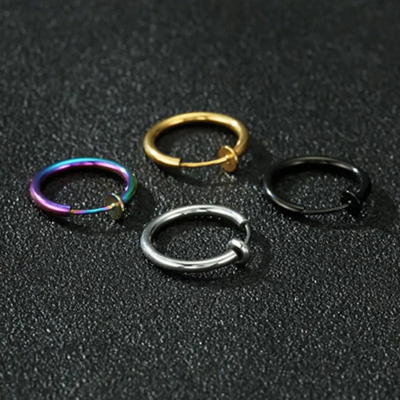 

Women Men Fashion Ear Stud Solid Color Simple All-match Solid Surgical Steel Hinge Segment Unisex Cool Spring Ear Clip