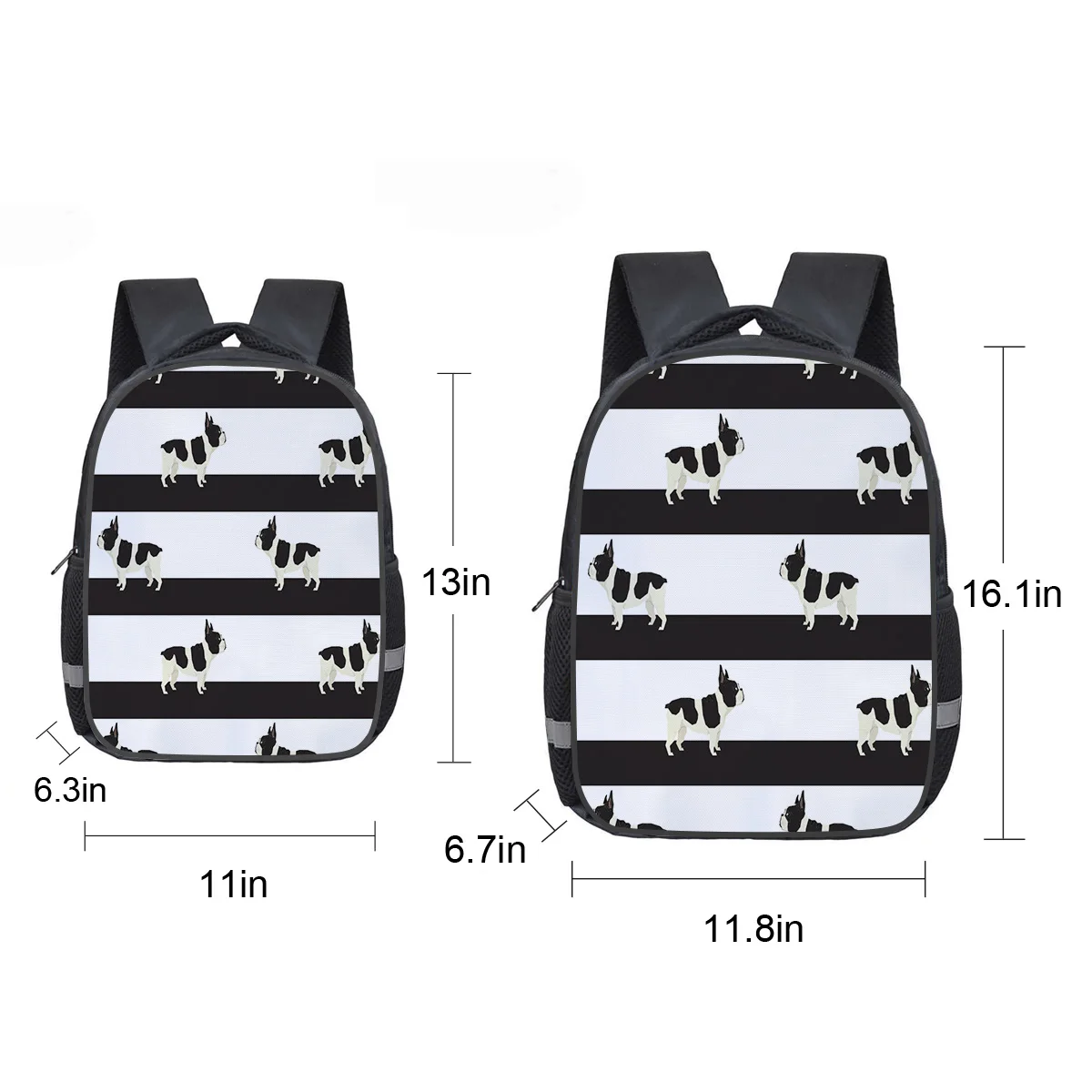 Рюкзак в черно-белую полоску с рисунком собаки детские школьные сумки рюкзак для