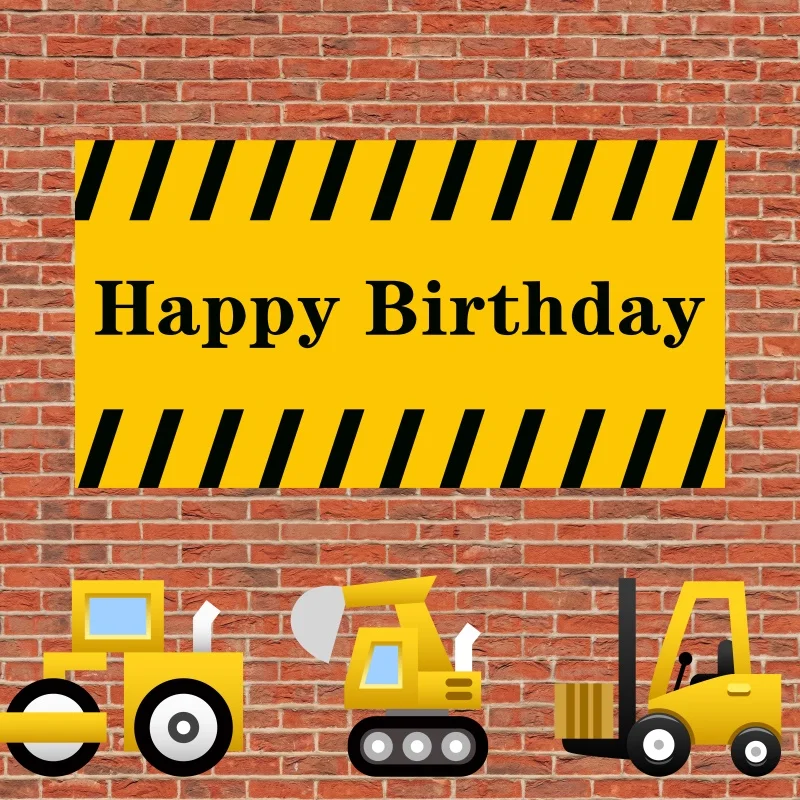 

Excavator Construction Vehicles Party Backdrops Baby Shower Kids Birthday Party Decoration Supplies Photography Background Props