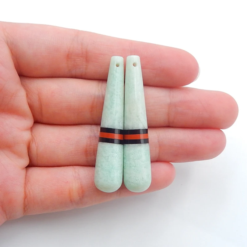 

Натуральный Амазонит, обсидиан, красная речная яшма, камбонит, серьги из бисера, 43x9 мм, 8,9 г