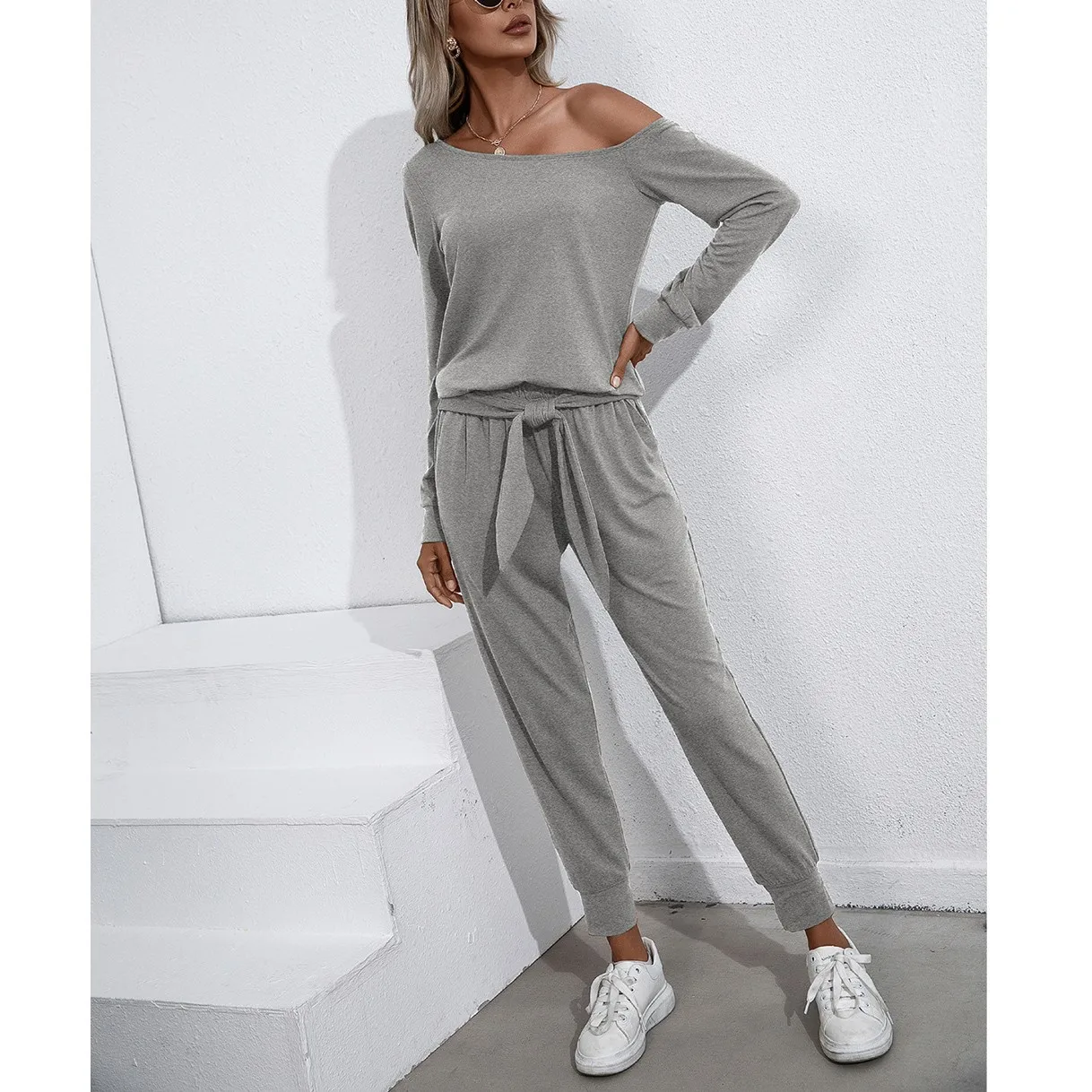 

Fashion Tracksuit Women Set Casual Black Pants Sets Tops Two Piece Set Womens Spring Fall Off Shoulder Tops And Harem Pants
