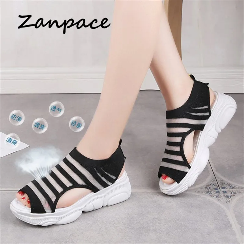 

Женские летние дышащие сетчатые туфли с открытым носком и пряжкой