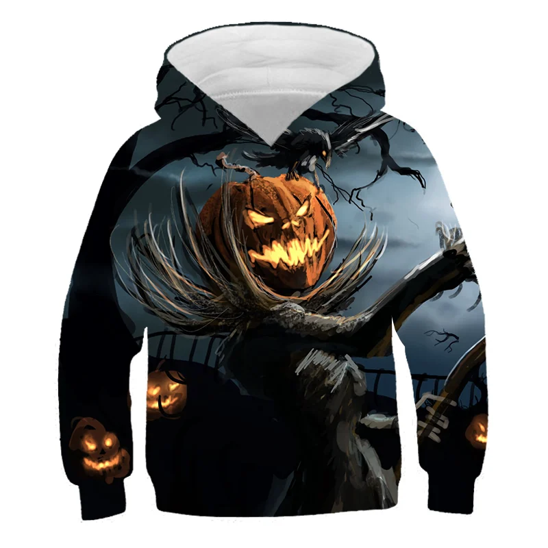 

New Autumn Winter Boy Girl Clothes polyester Hooded Halloween Pumpkin lanterns Sweatshirt Children's Casual Sportswear Clothing