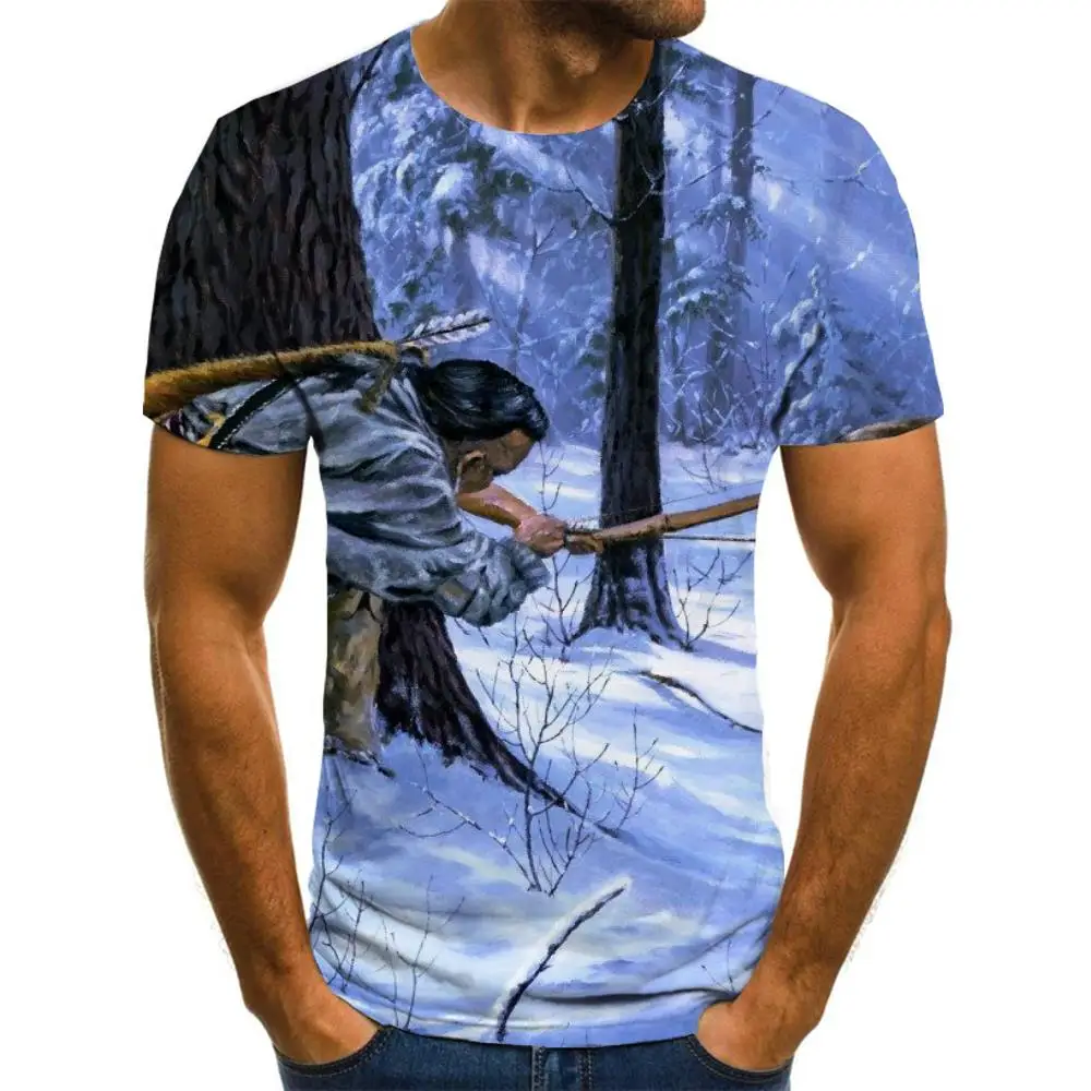 

Giyu Brand Animal T shirt Men Hunting T-shirts 3d Landscape Funny T shirts Snow Tshirt Printed Short Sleeve Hip hop New