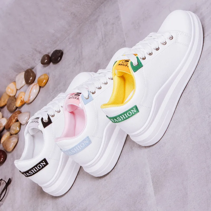 

2021 Women's Shoes New Round Toe Lace-up Women's Shoes Korean Version Low-cut Student Board Shoes Trendy Shoes White Shoes