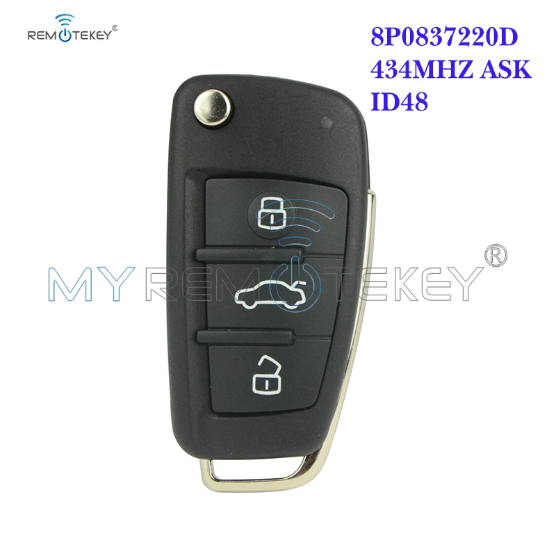 Автомобильный пульт дистанционного управления Remtekey 8P0 837 220 D 434 МГц ASK ID48 чип HU66 3