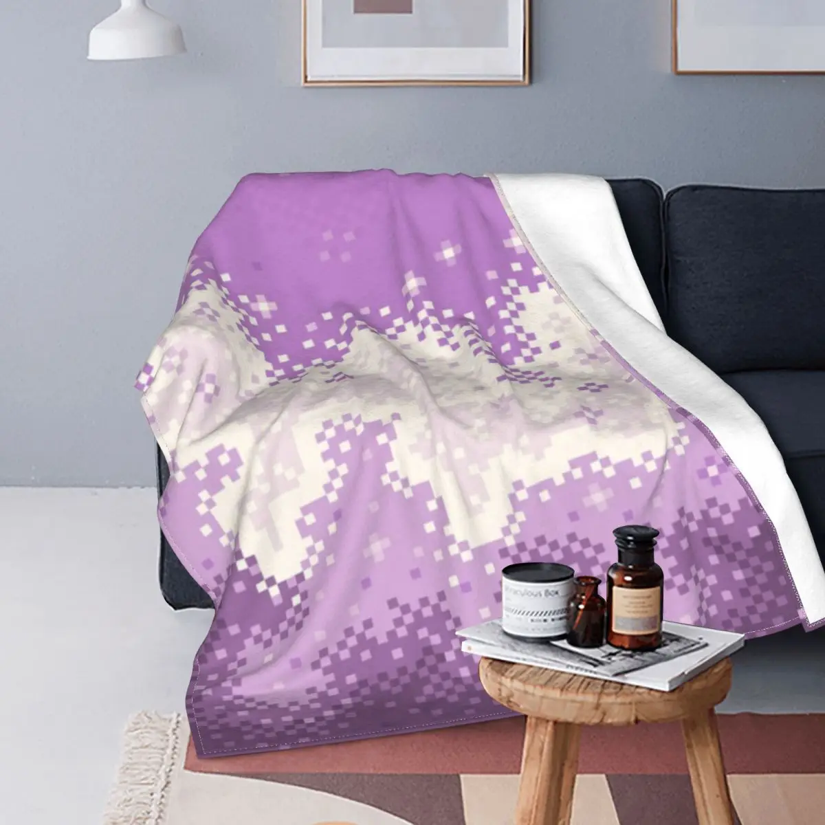 

Manta polar de terciopelo para adultos, colcha peluda con estampado de galaxia, lavanda, color block, para el hogar, sofá y dorm