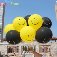 100pcs 12 inch yellow black color smile face latex happy birthday decoration inflatable wedding party balloons kids toys