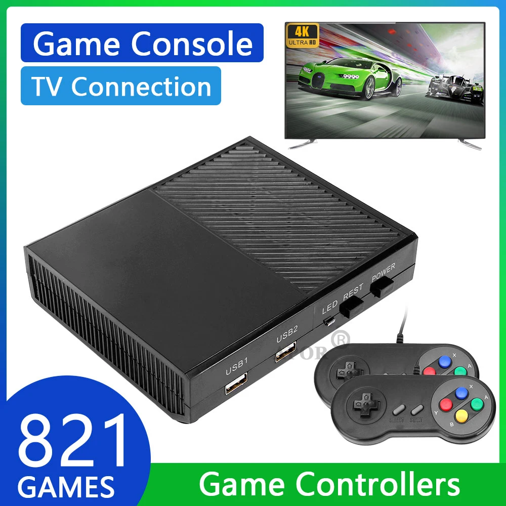 

RS-95 Mini HD Portable Game Console HDMI-Compatible Output 2 Wired Controller Retro Video FC TV Home Game Box Built-in 821 Games