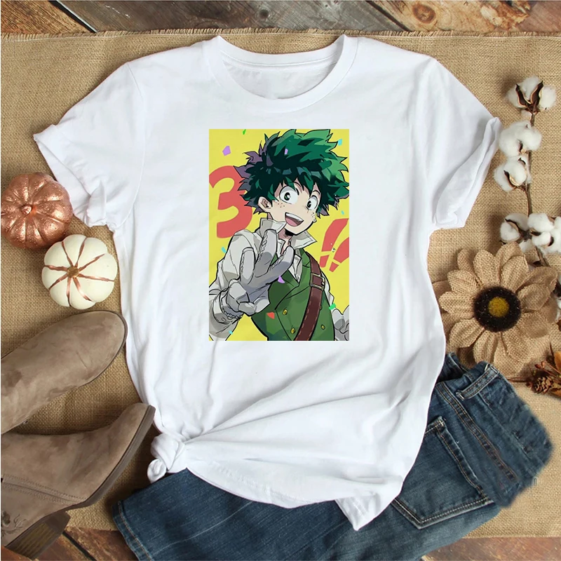 

Женская Удобная футболка из мягкой ткани, летняя футболка в стиле Харадзюку с принтом персонажей аниме и графическим принтом, футболка с кр...