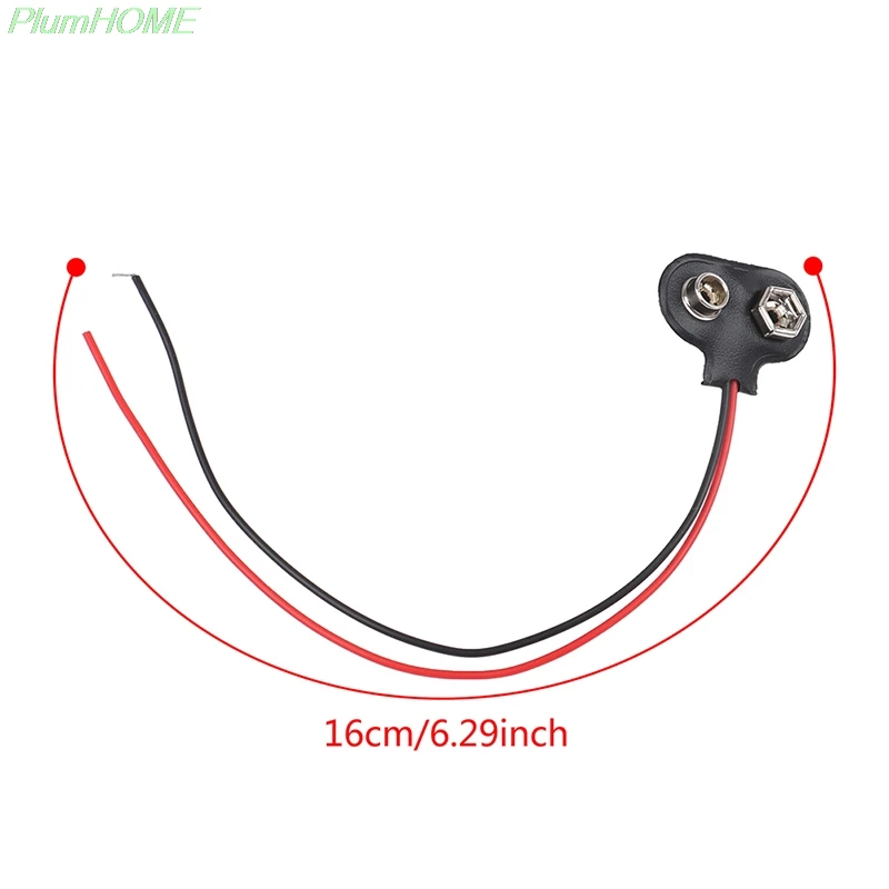 

5pcs/lot 9V Battery Clips 15cm Black Red Cable Connection Connector Buckle