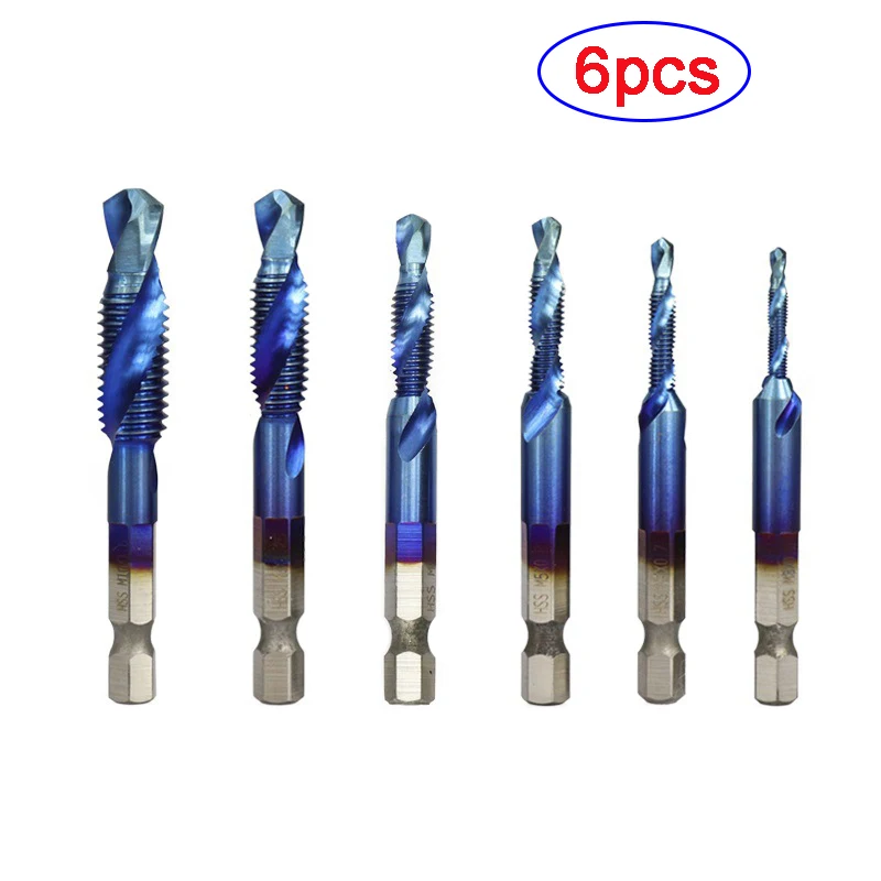 

Thread Tap Set HSS Drill Bits For Metal Working M3-M10 Metric Thread Tap 6pcs Spiral Taps Machine Plug Screw Taps