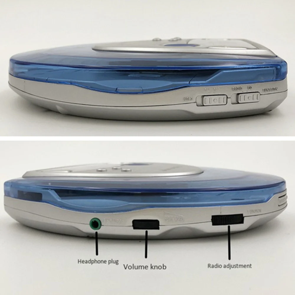 Portable CD player Walkman bass booster high quality music system transparent shockproof disc LCD 3.5mm audio interface | Электроника