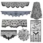 Черная кружевная скатерть для камина, накидка на шарф для домашние украшения для Хэллоуина, скатерть на стол с паутиной, украшение для Хэллоуина