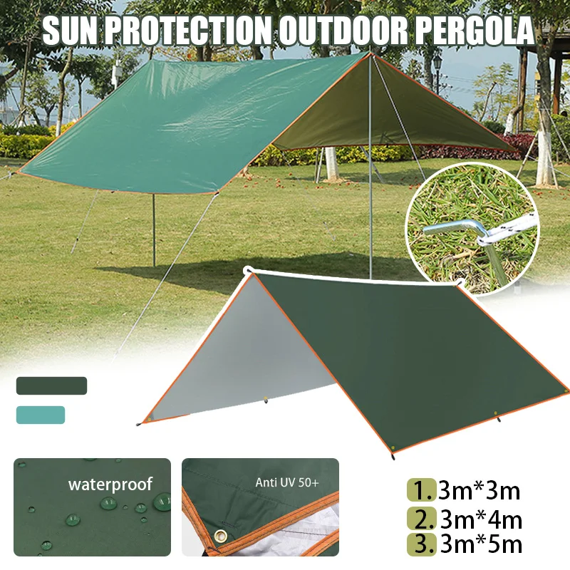 

4x3M 3x3M Awning Waterproof Tarp Tent Shade Ultralight Garden Canopy Sunshade Outdoor Camping Hammock Rain Fly Beach Sun Shelter