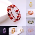 Кольцо из прозрачной смолы 8 видов цветов высушенных цветов в эпоксидной смоле женское, модное вечернее Ювелирное Украшение, романтический подарок, прозрачное кольцо