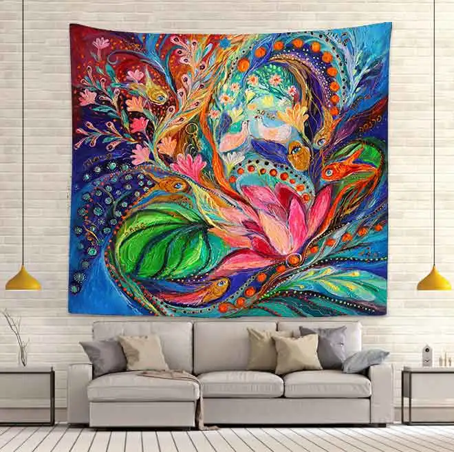 Цветной гобелен с кактусами цветочные и ботанические настенные подвесные