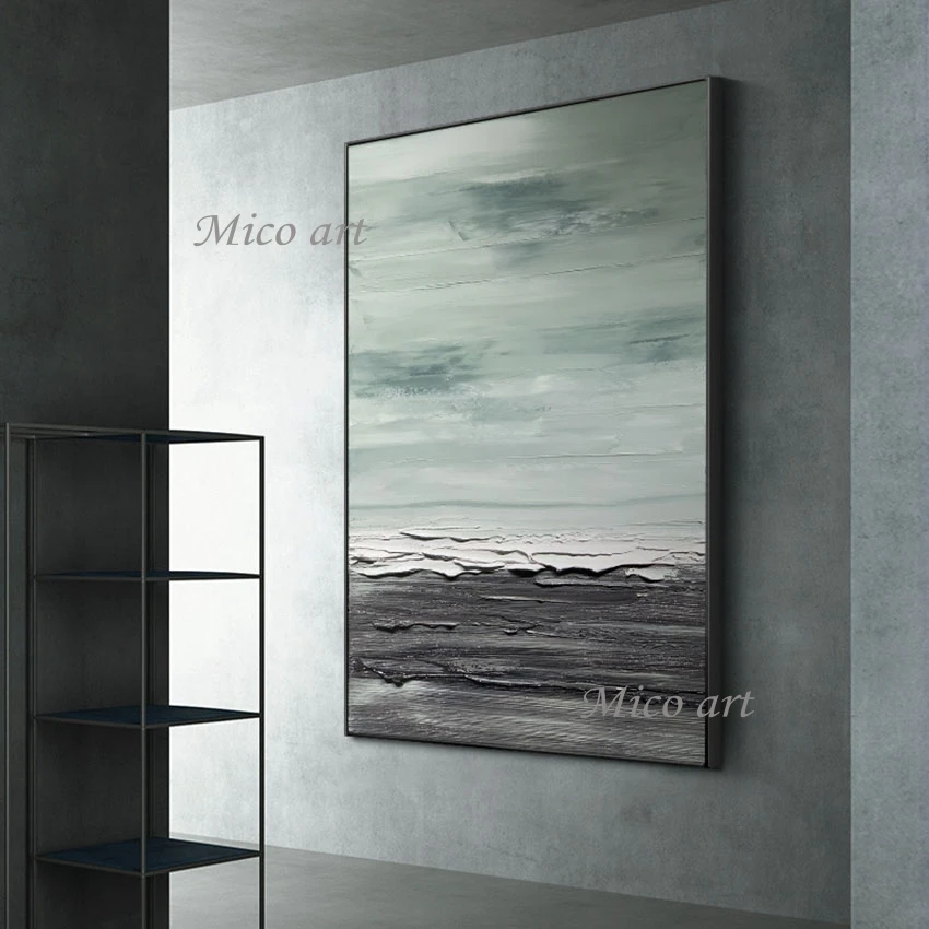 

Pure Hand Painted Oil Painting Simple Seascape Canvas Wall Paintings Handmade Knife Art Wall Hanging Picture Craft For Hotel