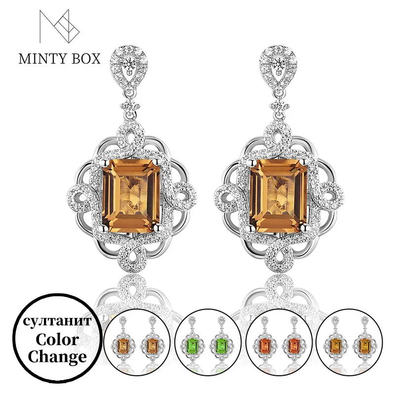 

Mintybox Diaspore Gemstone Earrings for Women Solid 925 Sterling Silver Color Change Stone Zultanite Earrings Elegant Jewelry