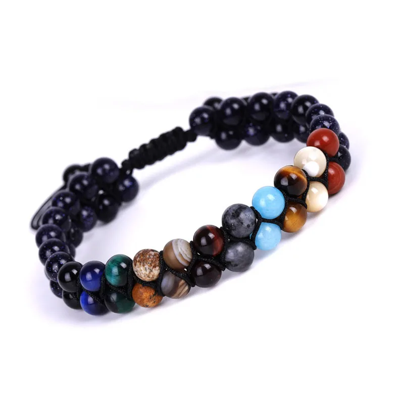 2019 натуральный камень многослойный Вселенная Галактический браслет женские