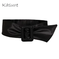 kasure woman black wide waist belt elegant pu leather corset waistband new brand design female belts skirt dress waistbelt