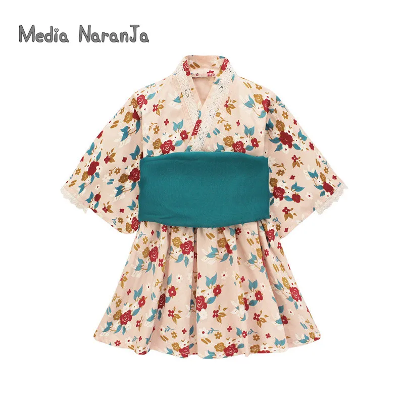 Одежда для маленьких девочек новое весеннее кимоно с принтом банное платье