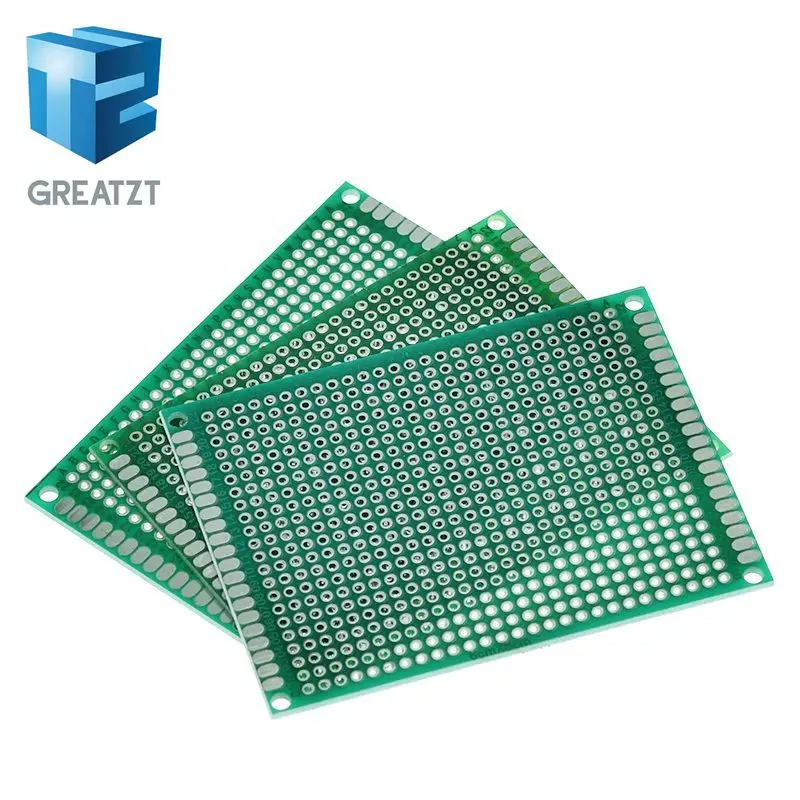 GREATZT 5PCS 6*8 6X8cm Double Side Prototype pcb Breadboard Universal Printed Circuit Board for Arduino 1.6mm 2.54mm Glass Fiber |