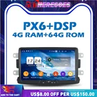 1280*720 PX6 автомобильный DVD-плеер IPS DSP Android 9. 0 4G + 64G GPS радио Wifi Bluetooth 10,0 для Dacia Renault Duster Logan Sandero
