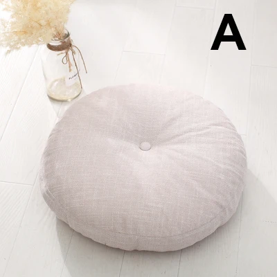 A Removable& Washable Round Shape Cotton Linen Seat Cushion with Core Tatami Cushion Pillow Home Decoration Soft Car Sofa Cushion - Цвет: A