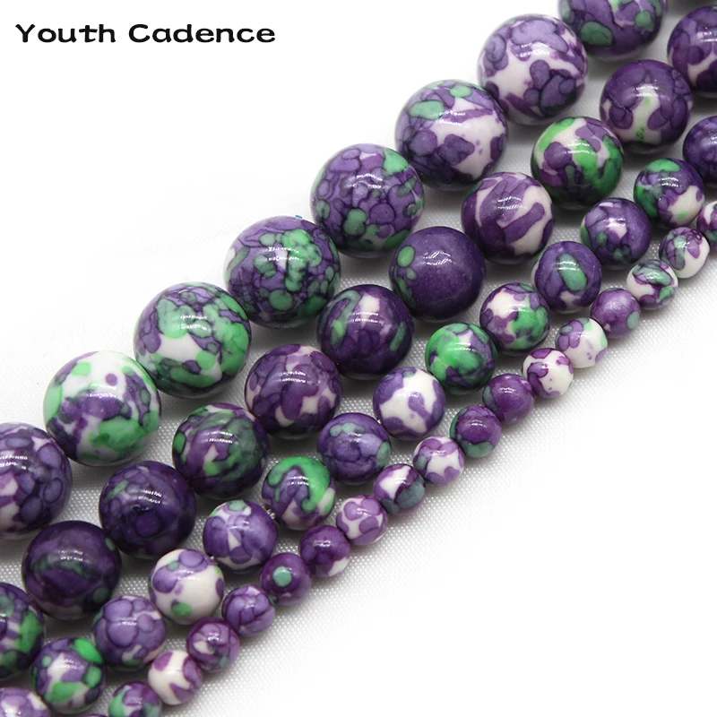 

Natural Purple Rain Flower Jaspers Stone Beads Round Loose Spacer Bead For Jewelry Making DIY 4/6/8/10/12mm Bracelet Accessories