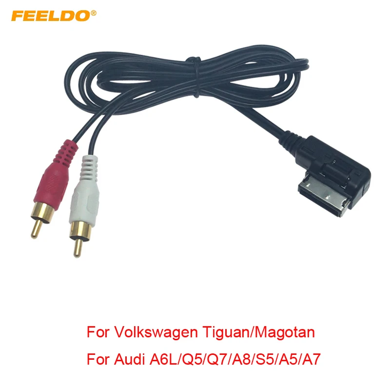 FEELDO 5 шт. автомобиля MDI/AMI интерфейс для 2 RCA Мужской AUX кабель Audi Volkswagen аудио музыка