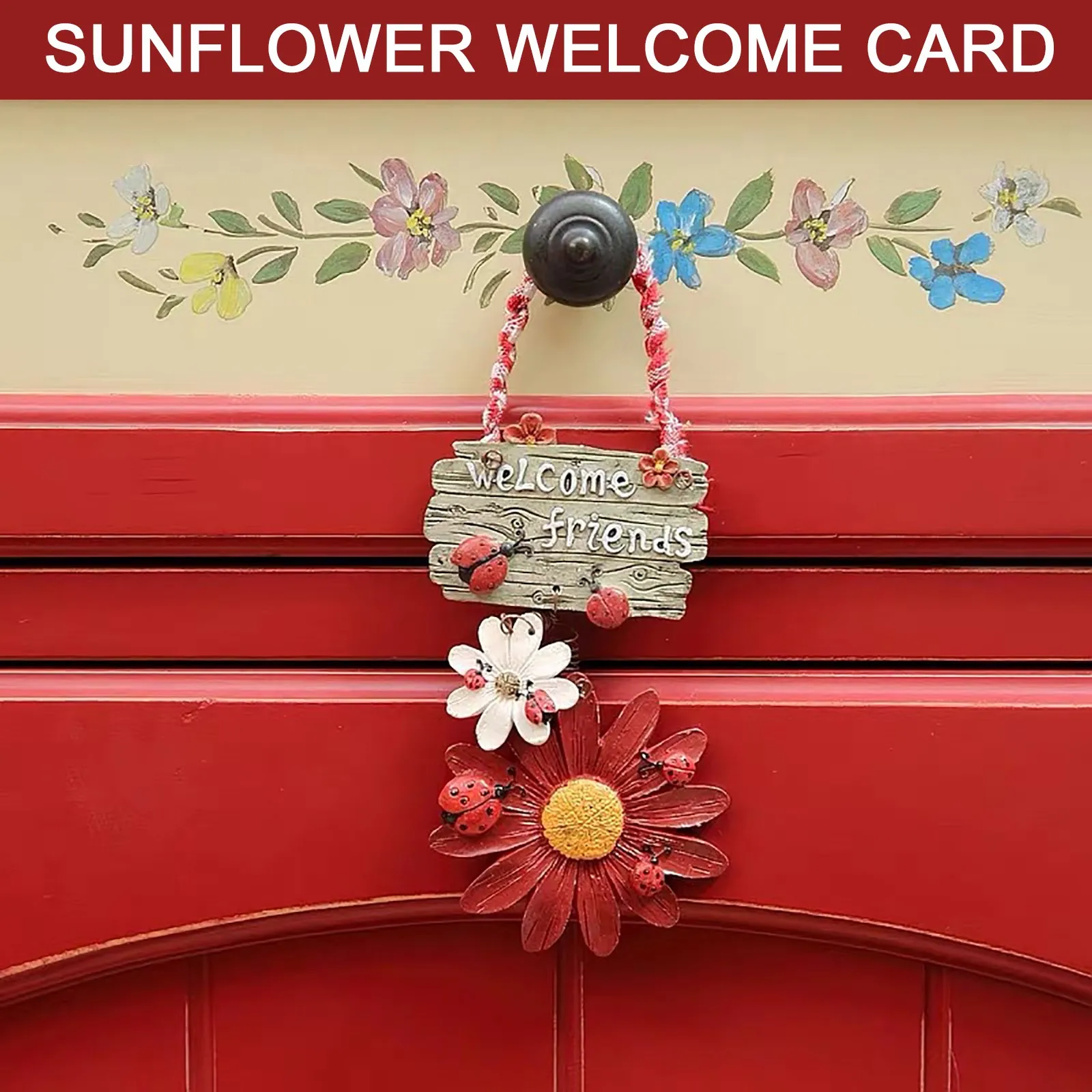 

Seven Star Ladybird Sunflower Welcome Card Door Decoration Home Warm Small Home Hanging Decorations Welcome Card Door Decoration
