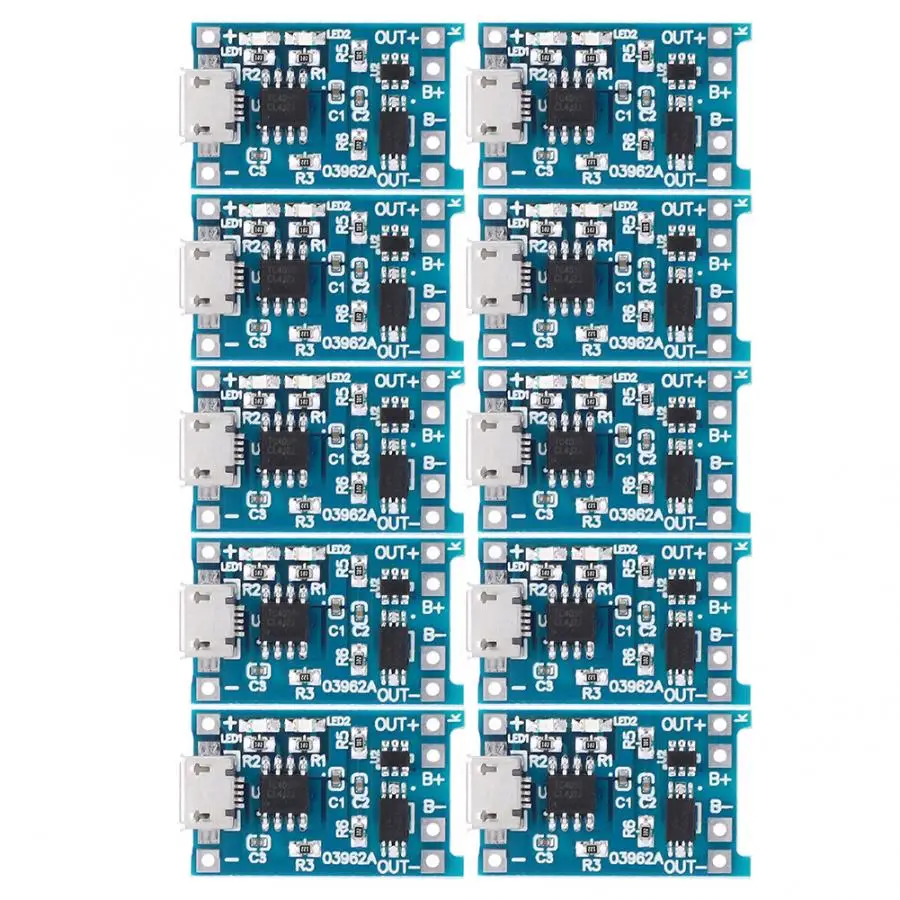 Литий Батарея защиты t10pcs 5V 1A Micro USB 18650 Липо защита зарядных устройств доска