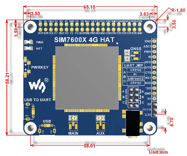 SIM7600A-H 4G шляпа на основе SIM7600A-H 4G/3g/GNSS шляпа для Raspberry Pi LTE CAT4, для Северной Америки довольно низкое энергопотребление