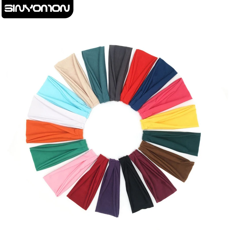 

Мужская и женская спортивная повязка на голову, поглощающая пот, Новая эластичная однотонная повязка на голову для йоги и бега