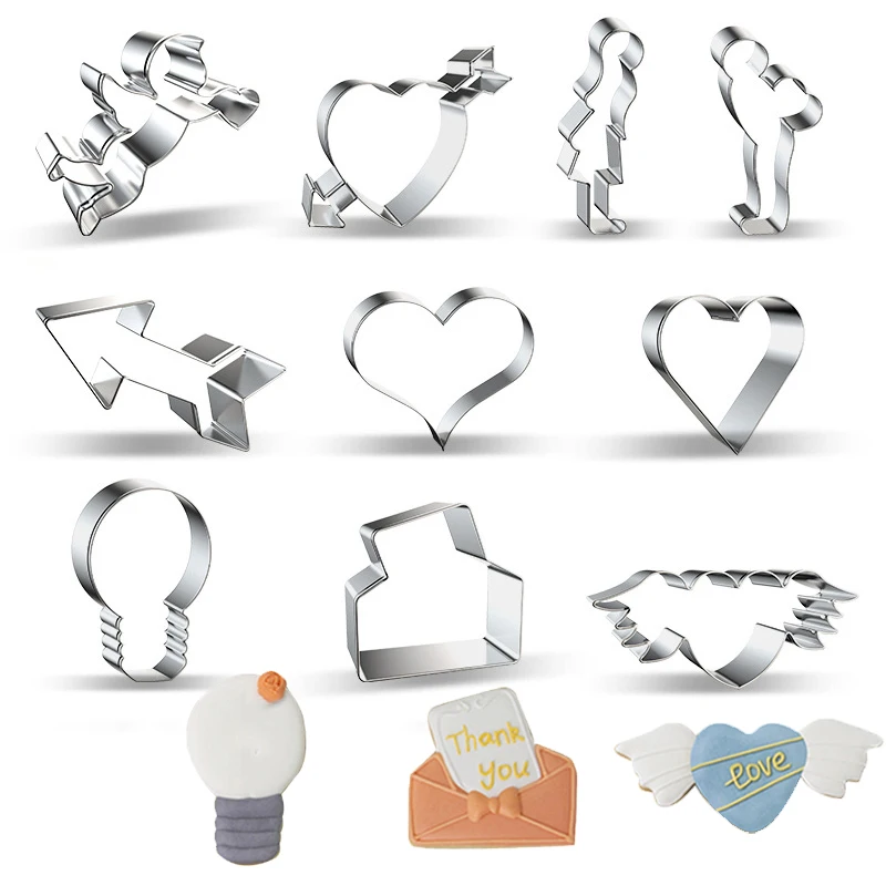 Cookie Cutter Mold Stainless Steel DIY Baking Dessert Tools Love Heart Cupid Biscuit Stamp Mould Kitchen Gadgets Cake Decoration